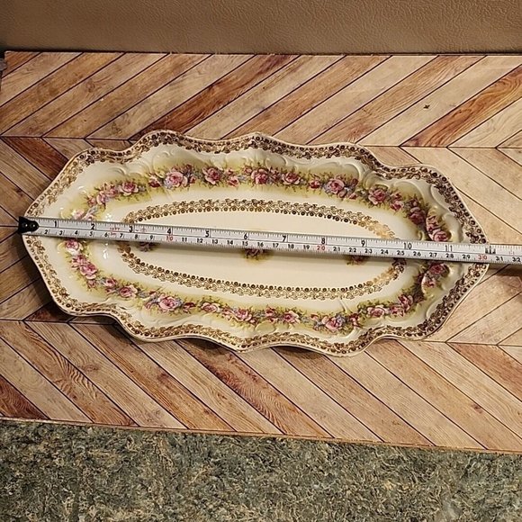 C.T. Carl Tielsch Porcelain Relish Dish Celery Oval Floral Germany 12x6 Antique - Picture 11 of 14